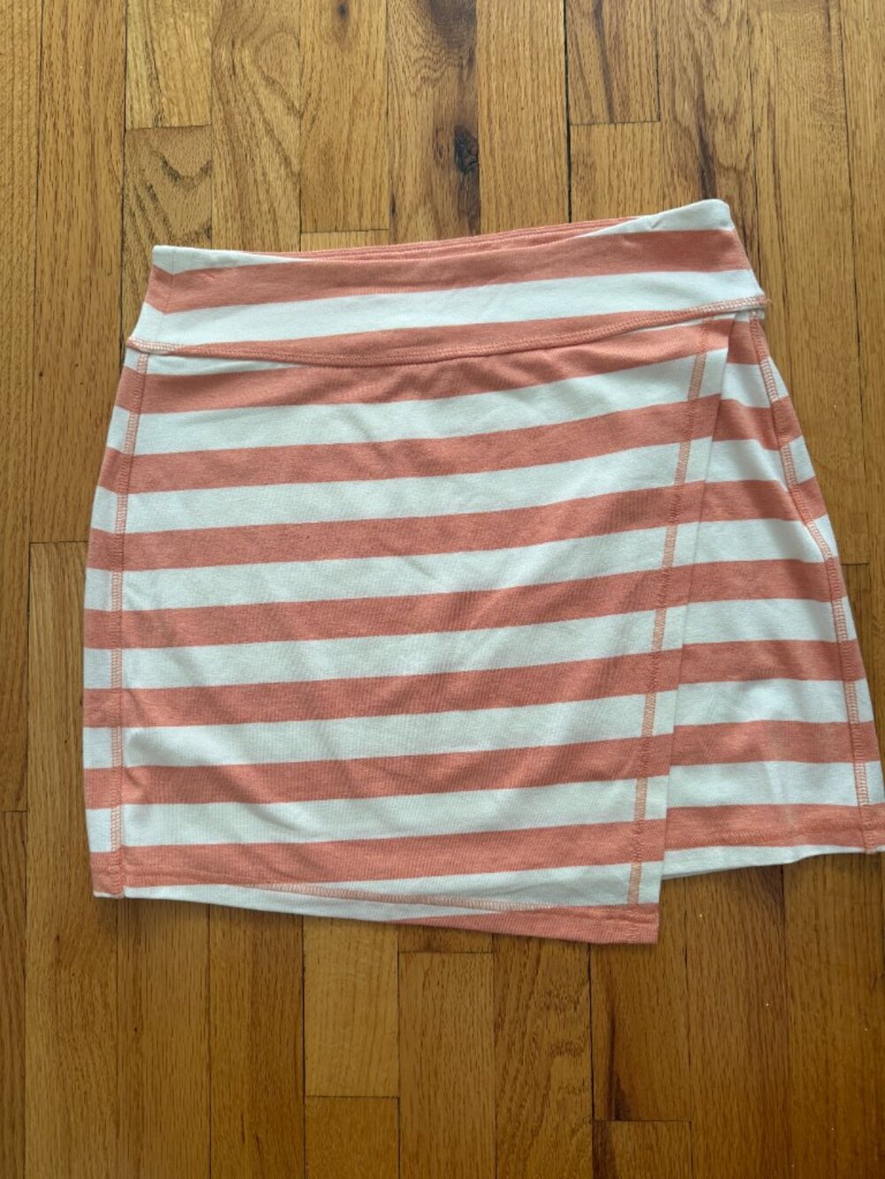 Athleta Ribbon Stripe Skirt Coral White Striped Foldover Mini Small NWT